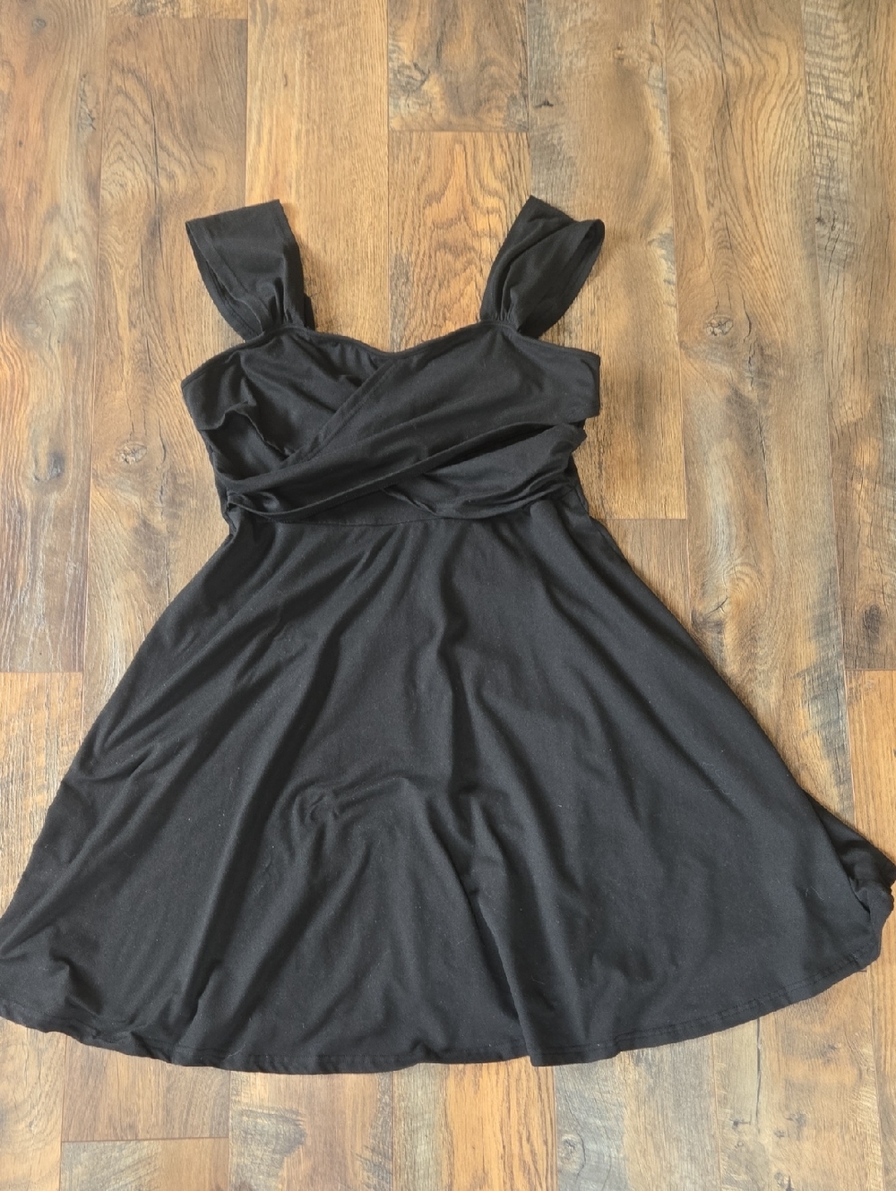 Black Stretchy Casual Sleeveless Fit & Flare Dress